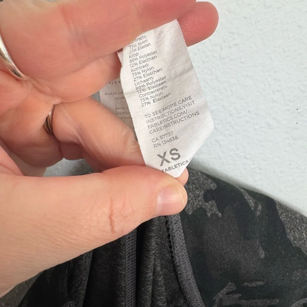Fabletics Black Camouflage Leggings With Mesh Detail + Pockets: Size XS